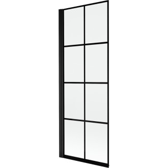 Mexen Mist vaňová zástena jednokrídlová ľavá 70 x 150 cm, čierny kockovaný vzor, čierna - 8A9-070-001-70-77-L