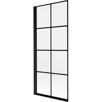 Mexen Mist vaňová zástena jednokrídlová ľavá 80 x 150 cm, čierny kockovaný vzor, čierna - 8A9-080-001-70-77-L