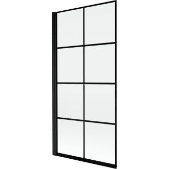 Mexen Mist vaňová zástena jednokrídlová ľavá 90 x 150 cm, čierny kockovaný vzor, čierna - 8A9-090-001-70-77-L