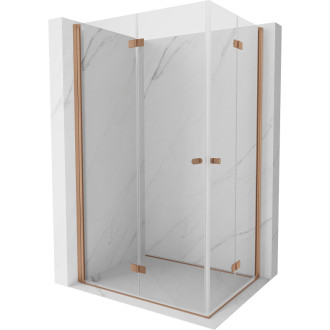 Sprchovací kút Mexen Mist-F Duo skladací ľavý 120 x 95 cm, priehľadný, kartáčovaná meď - 8A6-120L-095P-65-00