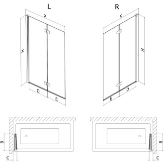 Mexen Mist vaňová zástena pravá, 2 krídla 100 x 150 cm, priehľadná, zlatá - 8A9-100-002-50-00-P