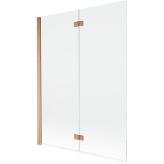 Vaňová zástena Mexen Mist 2-krídla ľavá 130 x 150 cm, priehľadná, kartáčovaná meď - 8A9-130-002-65-00-L