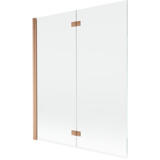 Vaňová zástena Mexen Mist 2-krídla ľavá 140 x 150 cm, priehľadná, kartáčovaná meď - 8A9-140-002-65-00-L