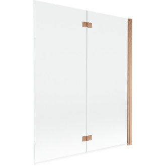 Vaňová zástena Mexen Mist 2-krídla pravá 140 x 150 cm, priehľadná, kartáčovaná meď - 8A9-140-002-65-00-P