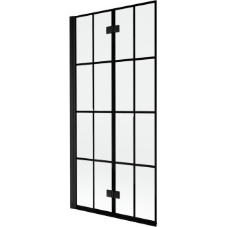 Mexen Mist vaňová zástena 2-krídla ľavá 90 x 150 cm, čierna kockovaná, čierna - 8A9-090-002-70-77-L
