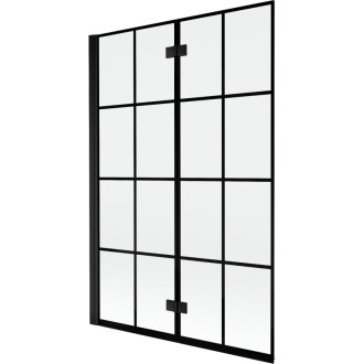 Mexen Mist vaňová zástena 2-krídla ľavá 120 x 150 cm, čierny kockovaný vzor, čierna - 8A9-120-002-70-77-L