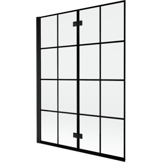 Mexen Mist vaňová zástena 2-krídla ľavá 130 x 150 cm, čierna kockovaná, čierna - 8A9-130-002-70-77-L