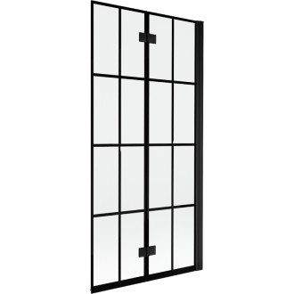 Mexen Mist vaňová zástena 2-krídla pravá 90 x 150 cm, čierna kockovaná, čierna - 8A9-090-002-70-77-P