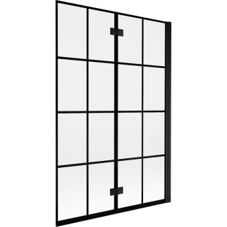 Mexen Mist vaňová zástena 2-krídla pravá 120 x 150 cm, čierna kockovaná, čierna - 8A9-120-002-70-77-P