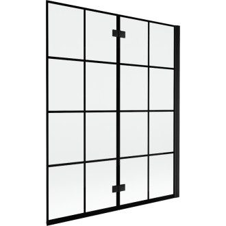 Mexen Mist vaňová zástena 2-krídla pravá 140 x 150 cm, čierna kockovaná, čierna - 8A9-140-002-70-77-P