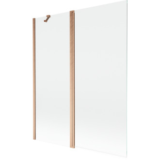 Vaňová zástena Mexen Mist s 2 krídlami 140 x 150 cm, priehľadná, kartáčovaná meď - 8A9-140-011-65-00