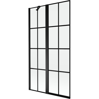 Mexen Mist vaňová zástena 2-krídla ľavá 100 x 150 cm, čierna kockovaná, čierna - 8A9-100-011-70-77-L