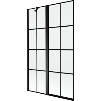 Mexen Mist vaňová zástena 2-krídla ľavá 110 x 150 cm, čierna kockovaná, čierna - 8A9-110-011-70-77-L