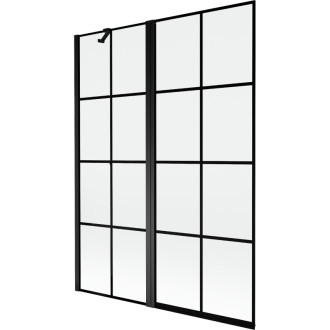 Mexen Mist vaňová zástena 2-krídla ľavá 130 x 150 cm, čierna kockovaná, čierna - 8A9-130-011-70-77-L