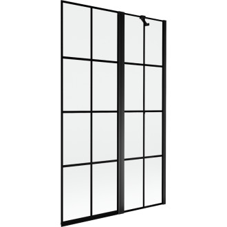 Mexen Mist vaňová zástena 2-krídla pravá 110 x 150 cm, čierna kockovaná, čierna - 8A9-110-011-70-77-P