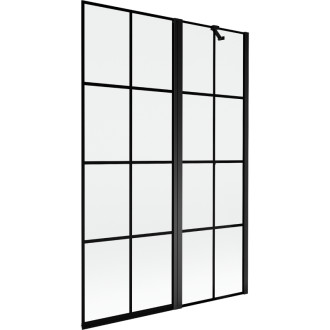 Mexen Mist vaňová zástena 2-krídla pravá 120 x 150 cm, čierny kockovaný vzor, čierna - 8A9-120-011-70-77-P
