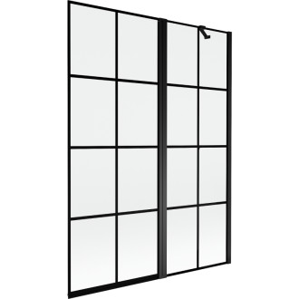 Mexen Mist vaňová zástena 2-krídla pravá 130 x 150 cm, čierna kockovaná, čierna - 8A9-130-011-70-77-P