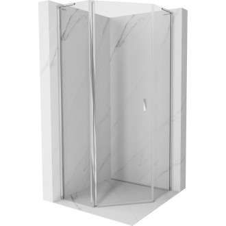 Sprchovací kút Mexen Mist L päťuholníkový výklopný 90 x 90 cm, priehľadný, chróm - 8A8L-090-090-01-00