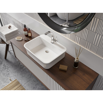 BESCO umývadlo na dosku ASSOS S-LINE, 520x410x150, čierna/biela, liaty mramor KEASSLINDBW