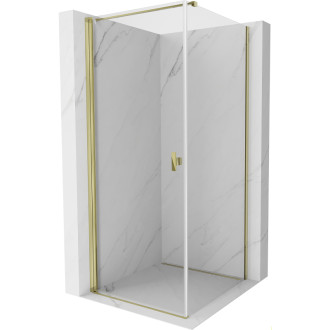 Sprchovací kút Mexen Mist-B s výklopným mechanizmom 90 x 90 cm, priehľadný, zlatý - 8A2T-090-090-50-00
