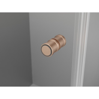 Sprchovací kút Mexen Mist-F Duo skladací pravý 85 x 110 cm, priehľadný, kartáčovaná meď - 8A6-085L-110P-65-00