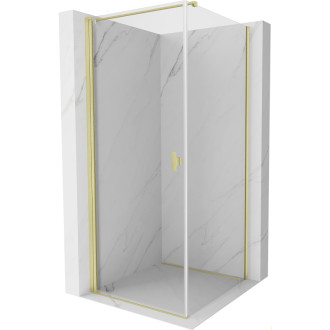 Sprchovací kút Mexen Mist-B s výklopným mechanizmom 70 x 70 cm, priehľadný, kartáčované zlato - 8A2T-070-070-55-00