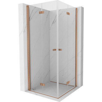 Sprchovací kút Mexen Mist-F Duo skladací 120 x 120 cm, priehľadný, kartáčovaná meď - 8A6-120L-120P-65-00