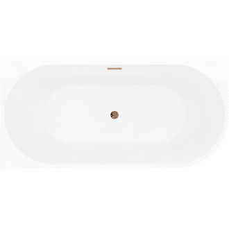 Voľne stojaca vaňa Mexen Silo do ľavého rohu, drážkovaná, 150 x 75 cm, biela/čierna, ružovo-zlatý prepad - 52891507575L-60