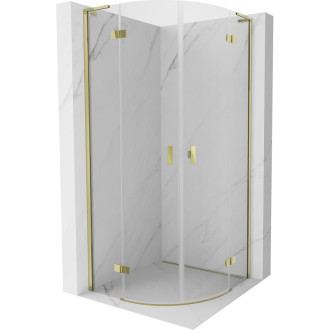 Mexen Mist L polkruhový výklopný sprchovací kút 90 x 90 cm, priehľadný, zlatý - 8A33L-090-090-50-00