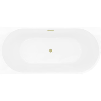 Voľne stojaca vaňa Mexen Silo do ľavého rohu, drážkovaná, 170 x 80 cm, biela, prepad kartáčovaný zlatý - 52891708000L-55