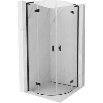 Mexen Mist L polkruhový výklopný sprchovací kút 90 x 90 cm, priehľadný, čierny - 8A33L-090-090-70-00
