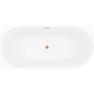 Voľne stojaca vaňa Mexen Silo do ľavého rohu, drážkovaná, 170 x 80 cm, biela, prepad z kartáčovanej medi - 52891708000L-65