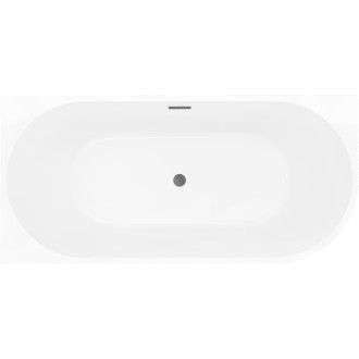 Voľne stojaca vaňa Mexen Silo do ľavého rohu, drážkovaná, 170 x 80 cm, biela/čierna, kartáčovaný prepad vo farbe pištole gray - 52891708075L-66