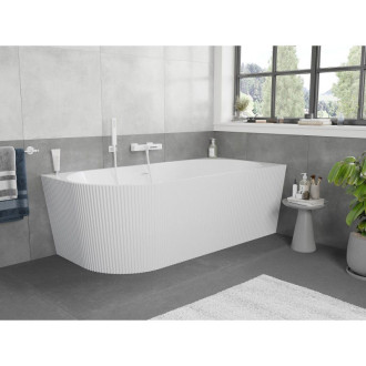 Voľne stojaca rohová vaňa Mexen Silo, pravá, drážkovaná, 150 x 75 cm, biela, biely prepad - 52891507500P-20