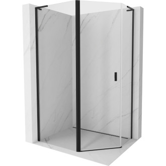 Mexen Mist L päťuholníkový asymetrický výklopný sprchovací kút 90 x 80 cm, priehľadný, čierny - 8A8L-090-080-70-00