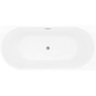 Voľne stojaca rohová vaňa Mexen Silo, pravá, drážkovaná, 150 x 75 cm, biela, prepad z kartáčovanej medi - 52891507500P-65