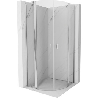 Mexen Mist polkruhový výklopný sprchovací kút 80 x 80 cm, priehľadný, chróm - 8A32-080-080-01-00