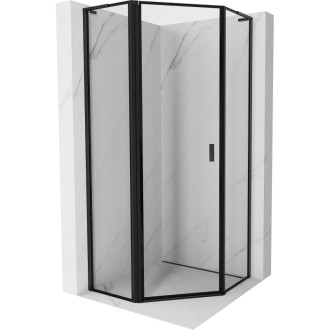 Sprchovací kút Mexen Mist L päťuholníkový, ľavý, výklopný, 80 x 80 cm, čierny rám, čierna - 8A8L-080-080-70-70-L