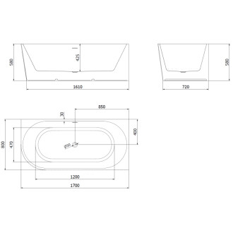 Voľne stojaca rohová vaňa Mexen Silo, pravá, drážkovaná, 170 x 80 cm, biela, chrómovaný prepad - 52891708000P-01