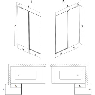 Vaňová zástena Mexen Mist L s 2 krídlami 120 x 150 cm, priehľadná, chróm - 8A9L-120-011-01-00