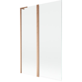 Vaňová zástena Mexen Mist L s 2 krídlami 120 x 150 cm, priehľadná, kartáčovaná meď - 8A9L-120-011-65-00