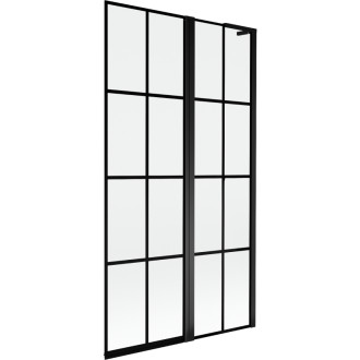 Mexen Mist L 2dielna pravá vaňová zástena 100 x 150 cm, čierna kockovaná, čierna - 8A9L-100-011-70-77-P