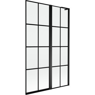 Mexen Mist L 2dielna pravá vaňová zástena 110 x 150 cm, čierna kockovaná, čierna - 8A9L-110-011-70-77-P