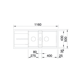 Blanco METRA 8 S 513063 dvojdrez s odkvapom, obojstranný aluminium drez vstavaný