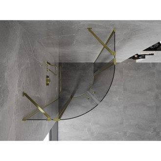 Mexen Mist polkruhový výklopný sprchovací kút 90 x 90 cm, priehľadný, zlatý - 8A32-090-090-50-00