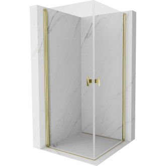 Sprchovací kút Mexen Mist-B Duo s výklopným mechanizmom 80 x 80 cm, priehľadný, zlatý - 8A2-080-080-50-00