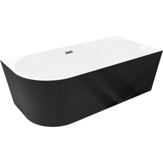 Voľne stojaca rohová vaňa Mexen Silo, pravá, drážkovaná, 170 x 80 cm, biela/čierna, prepad vo farbe gun metal - 52891708075P-95