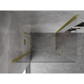 Sprchovací kút Mexen Mist-B Duo s výklopným mechanizmom 90 x 80 cm, priehľadný, kartáčované zlato - 8A2-090-080-55-00