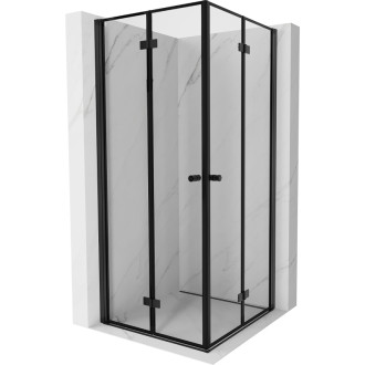 Sprchovací kút Mexen Mist-F Duo skladací 80 x 80 cm, čierny rám, čierna - 8A6-080L-080P-70-70