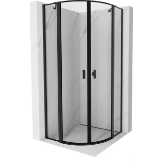 Mexen Mist polkruhový výklopný sprchovací kút 90 x 90 cm, čierny rám, čierna - 8A32-090-090-70-70